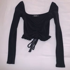 Akira Tie Crop Top in Black, Size S